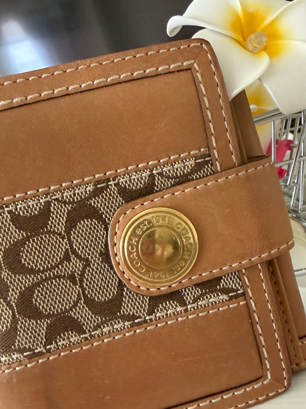 COACH ERGO Y2K SIGNATURE,AND LEATHER STRIPE BIFOLD FRENCH WALLET EARLY 2000’s - Picture 6 of 15